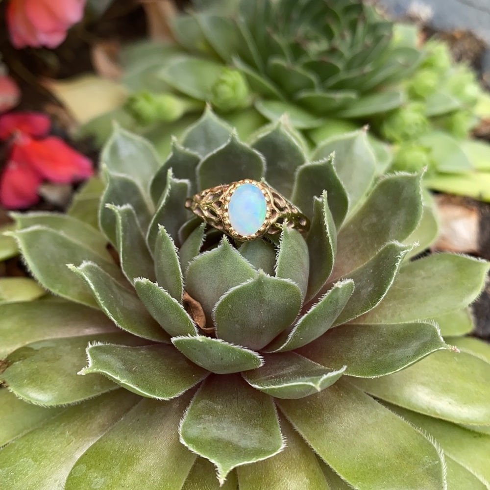 Vintage Opal Ring Filagree